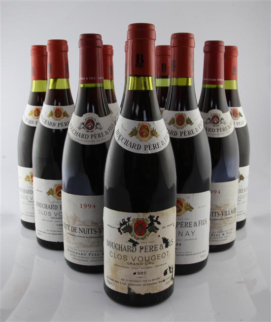 Bouchard Pere et Fils Clos Vougeot (5), Bouchard Pere et Fils Cote de Nuits Villages (2), Bouchard Pere et Fils Volnay 1988 (2) 1982 (1